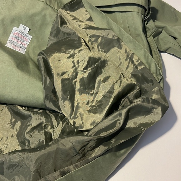London Fog Avacado Green Trench Coat Double Breasted Belt Size 14 Regular - Picture 14 of 15
